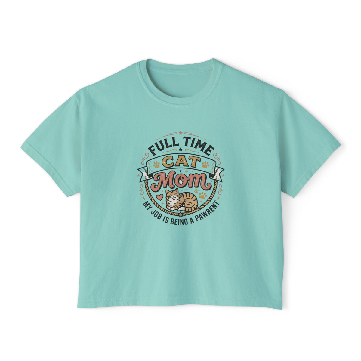 Full-Time Cat Mom Women's Boxy Tee | Comfort Colors Oversized T-Shirt