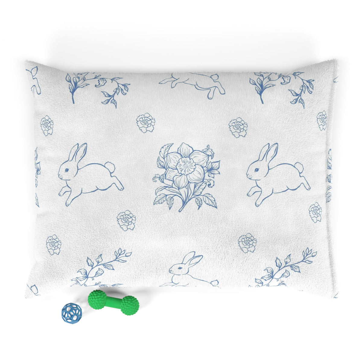 Blue Cottage Core Bunny Rabbit And Flowers Pet Bed
