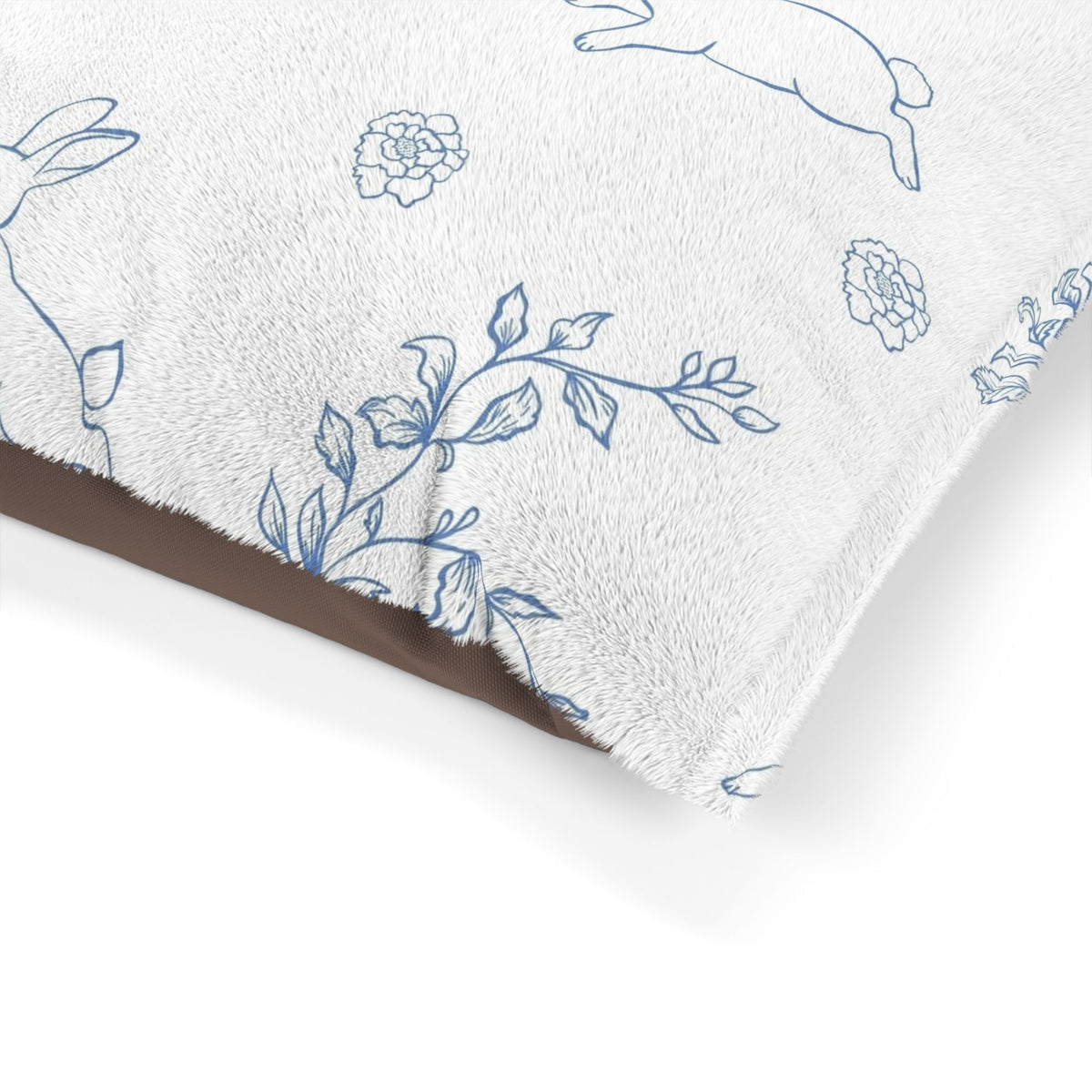 Blue Cottage Core Bunny Rabbit And Flowers Pet Bed