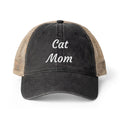 Cat Mom Women's Washed Mesh-Back Cap with Ponytail Opening
