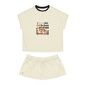 Women's Pajama Set | Funny relatable, cat meme T-shirt, All-Over Print Short PJ Set