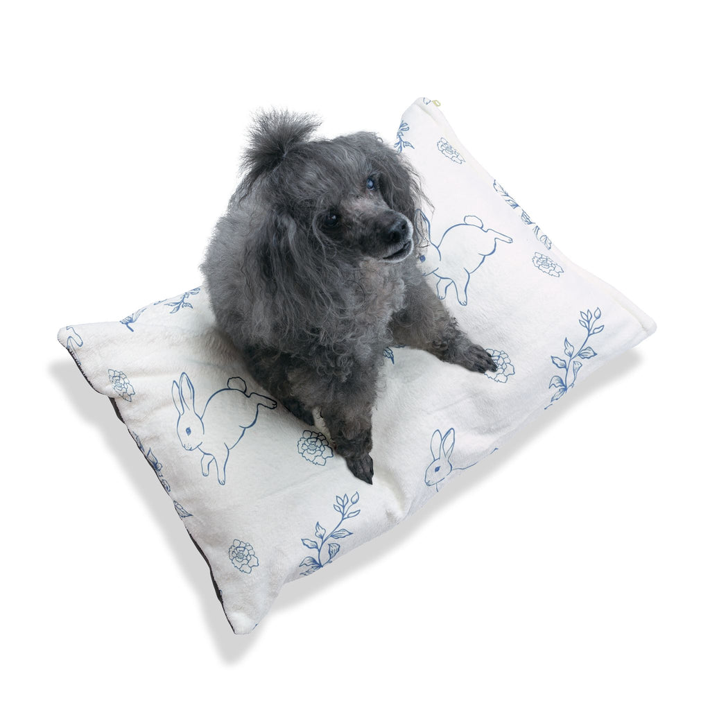 Blue Cottage Core Bunny Rabbit And Flowers Pet Bed