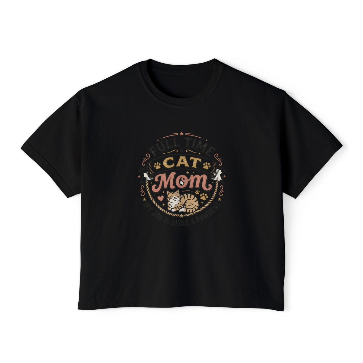 Full-Time Cat Mom Women's Boxy Tee | Comfort Colors Oversized T-Shirt