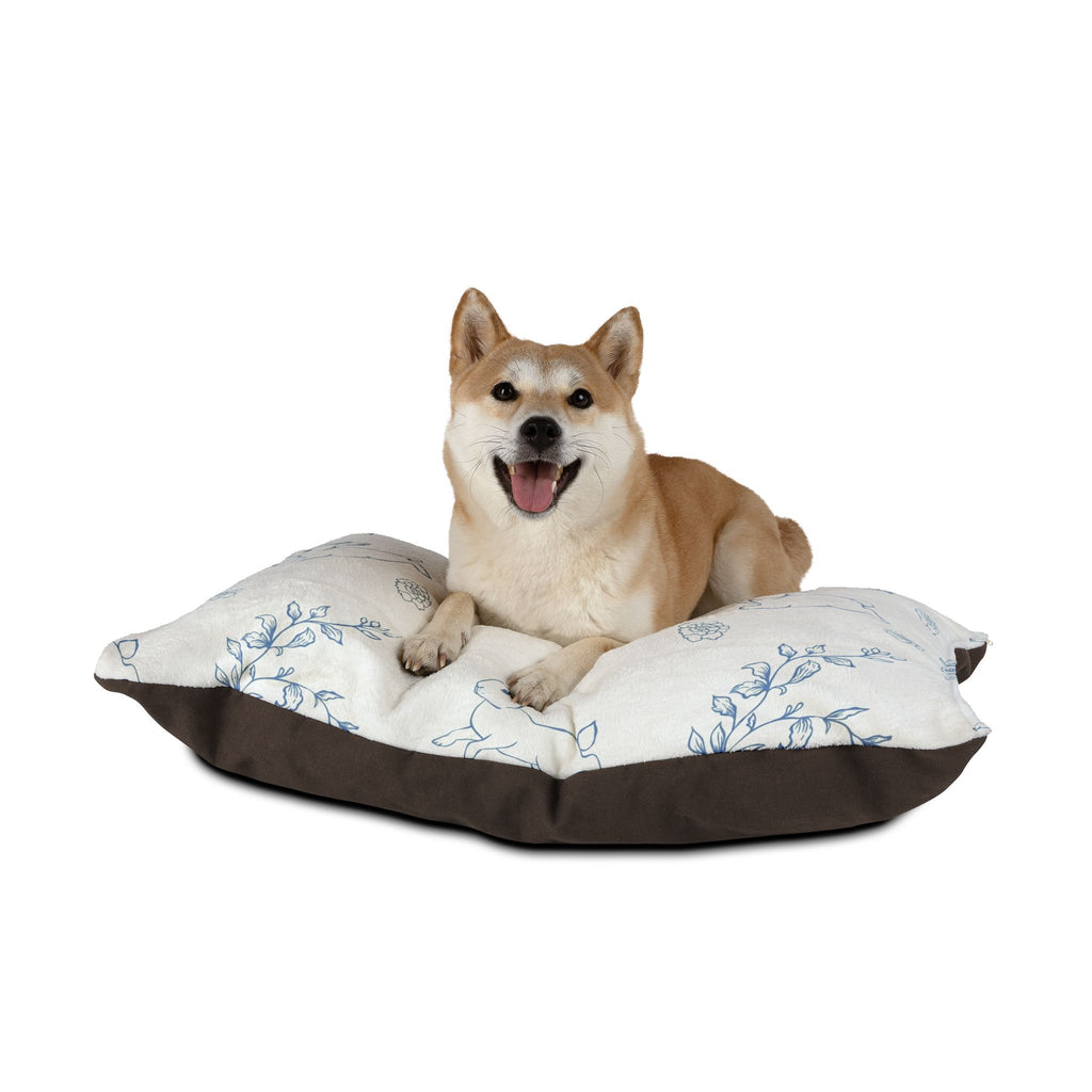 Blue Cottage Core Bunny Rabbit And Flowers Pet Bed