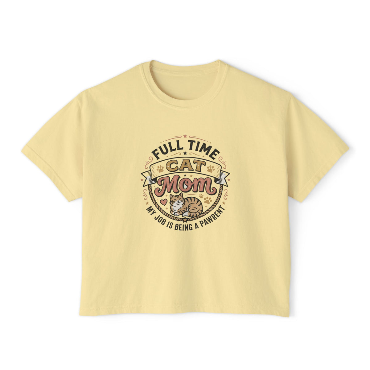 Full-Time Cat Mom Women's Boxy Tee | Comfort Colors Oversized T-Shirt