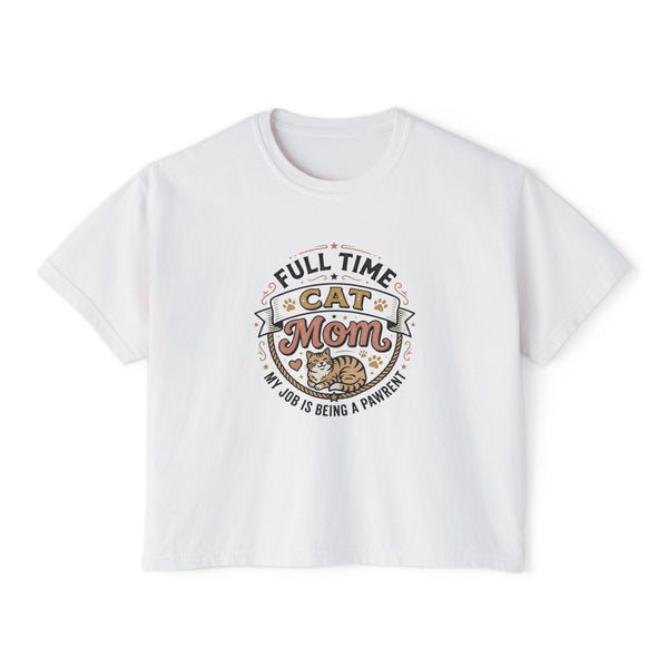 Full-Time Cat Mom Women's Boxy Tee | Comfort Colors Oversized T-Shirt