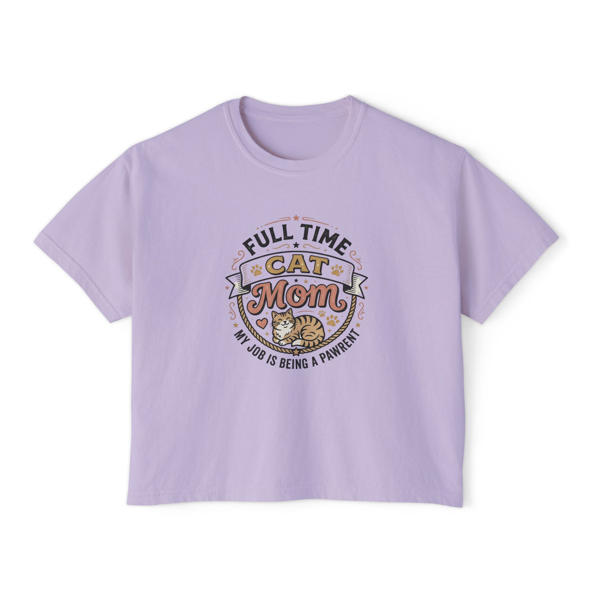 Full-Time Cat Mom Women's Boxy Tee | Comfort Colors Oversized T-Shirt
