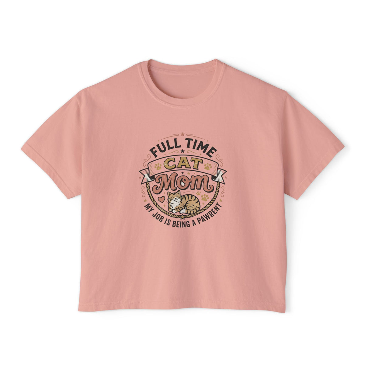 Full-Time Cat Mom Women's Boxy Tee | Comfort Colors Oversized T-Shirt