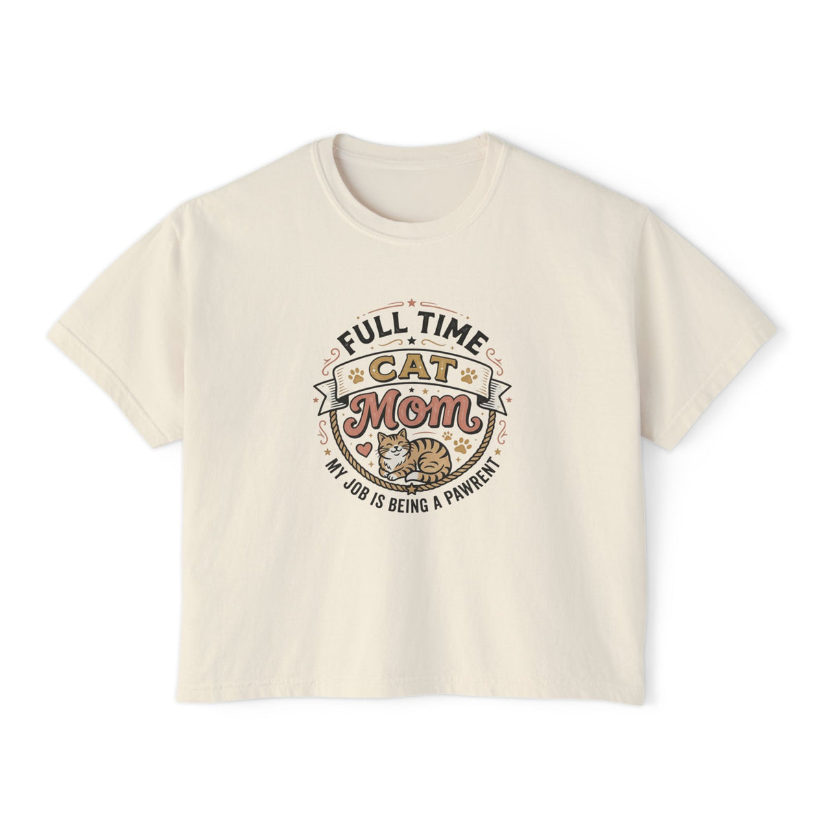 Full-Time Cat Mom Women's Boxy Tee | Comfort Colors Oversized T-Shirt