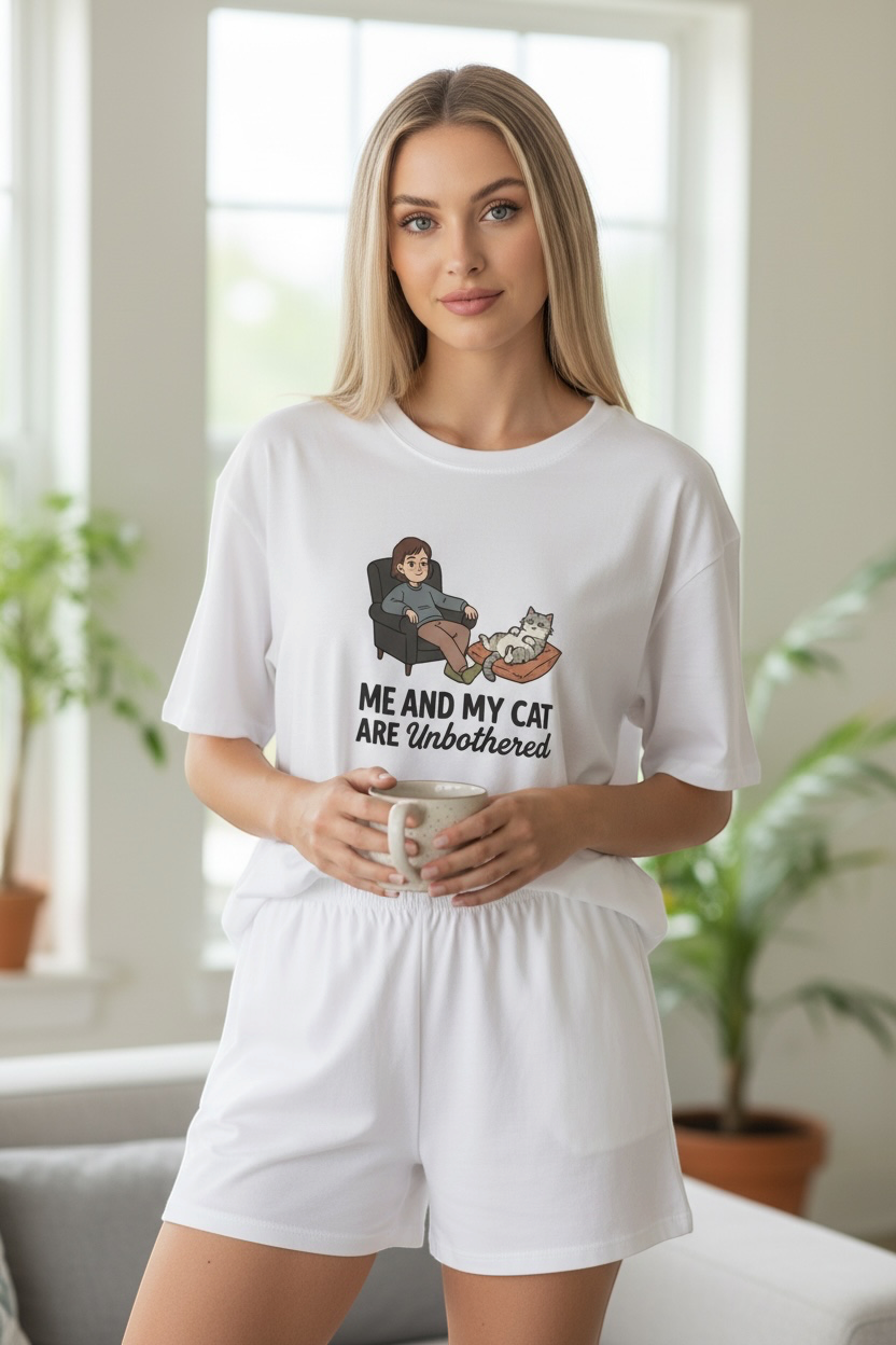 Me and My Cat Are Unbothered Women's Pajama Set | Cat Mom PJs